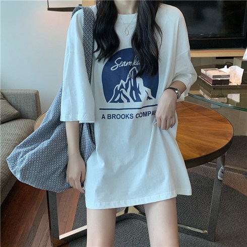 주디엘리 여성 브룩스 루즈핏 여름 반팔 티셔츠