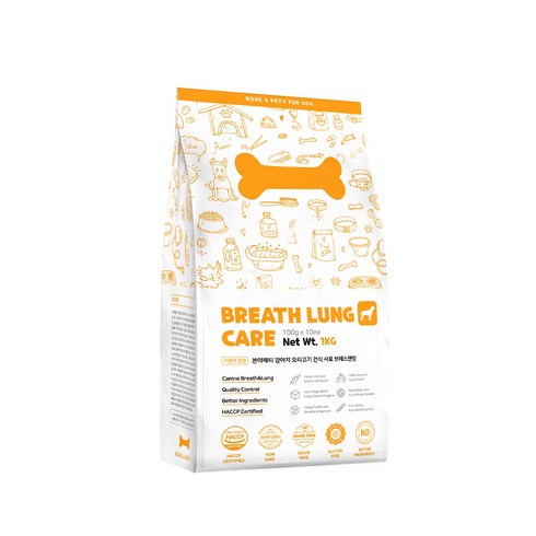 본아페티 강아지 기관지 건강 기침 건식사료, 1KG, 1개