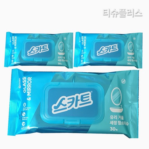 [스카트] 유리 거울 세정티슈 캡형 30매, 3개