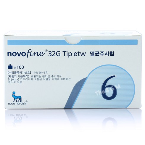 삭센다바늘 - 노보노디스크 노보파인 인슐린 펜니들 32G 6mm, 100개