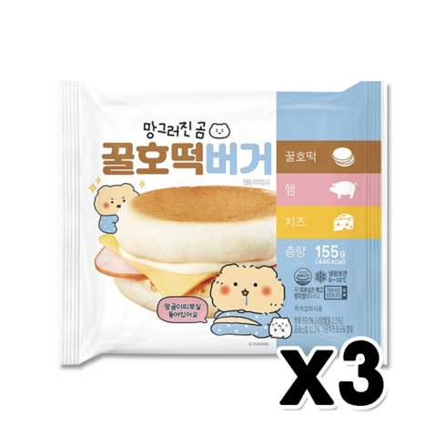 망곰이의 꿀호떡버거 띠부씰1종랜덤증정 155g x 3개