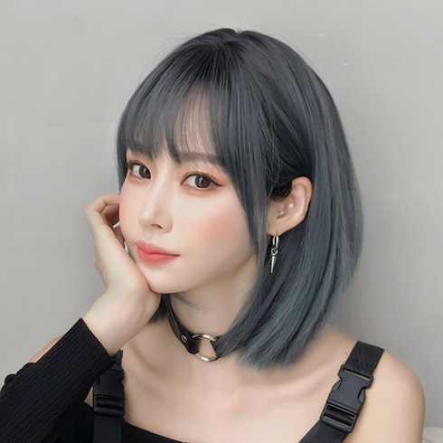 메이리앤 여성용 단발 생머리 통가발, 애쉬 그레이, 1개