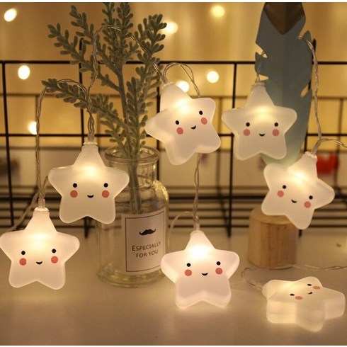 10 LED 빛 문자열 구름 Garlands 배터리 20 USB 아이 크리스마스 파티 침실 보육 요정 조명, [02] smile star, [03] 3m 20 leds-battery