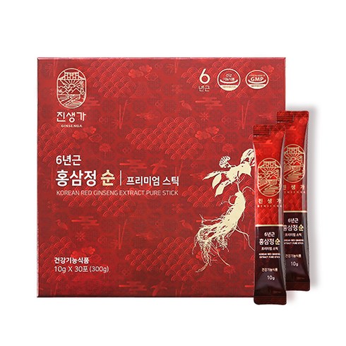 진생가 홍삼정 순 프리미엄 스틱 10g 30포, 6박스, 300g