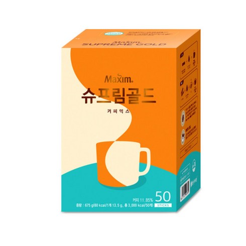 동서 맥심 슈프림골드 커피믹스 50T 1개 일회용 라떼크림, 50개입