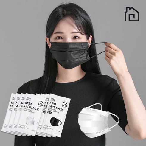 집생활연구소 덴탈형 KF94 마스크 개별포장 100매, 단품, 색상:블랙 100매