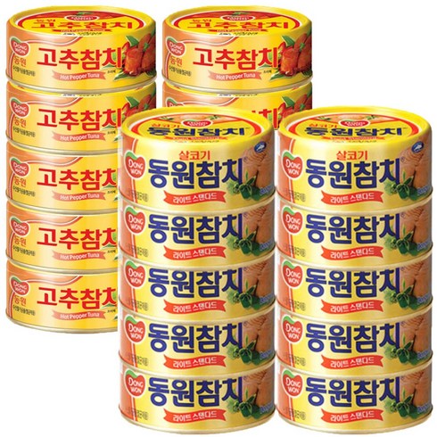 동원참치100 - 동원참치 100g 20개(살코기참치+고추참치), 1