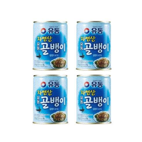 골뱅이통조림 - 유동 자연산 골뱅이 통조림, 300g, 4개