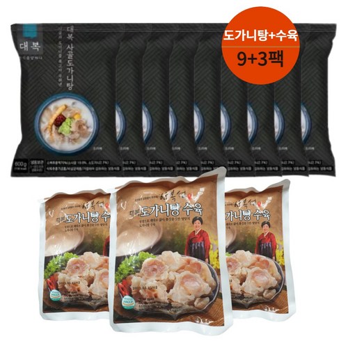 한식담미 한우 사골 도가니수육탕 9팩 총 5.4kg - 도가니수육 겨울음식 국물요리 대복도가니탕9팩+대복도가니탕수육3팩