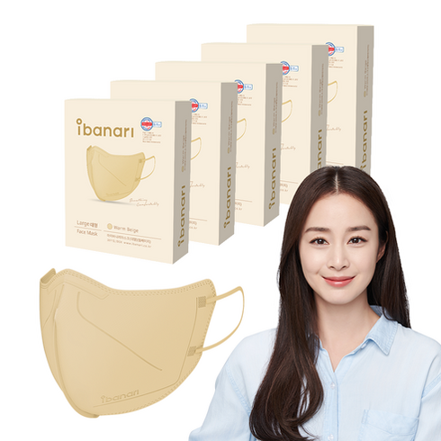 아이바나리 페이스 마스크 대형 L, 10개입, 3개, 웜 베이지