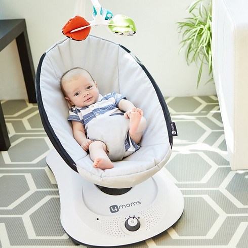 4moms 미국 전동 바운서 신생아 아기 흔들 의자 크래들스윙, 기본 (블루투스없음) 패션그레이