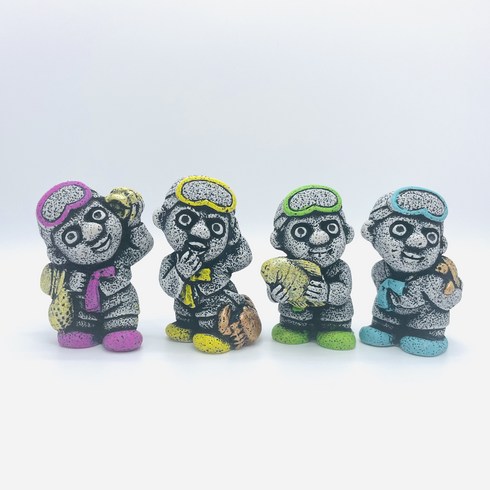 제주도렌탈 - 제주 돌하르방 꿈꾸는 제주도 4조 받침대 (지퍼백) 장식인형 미니어처 인테리어 감성소품