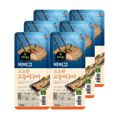 비비고 생선구이 6팩, (냉장) 생선 비비고 삼치구이 3개+고등어구이 3개, 60g