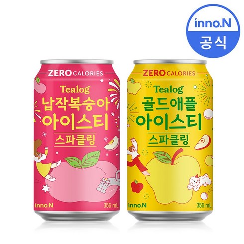 보성홍차아이스티제로 - 티로그 제로 아이스티 355ml 납작복숭아 12캔 + 골드애플 12캔