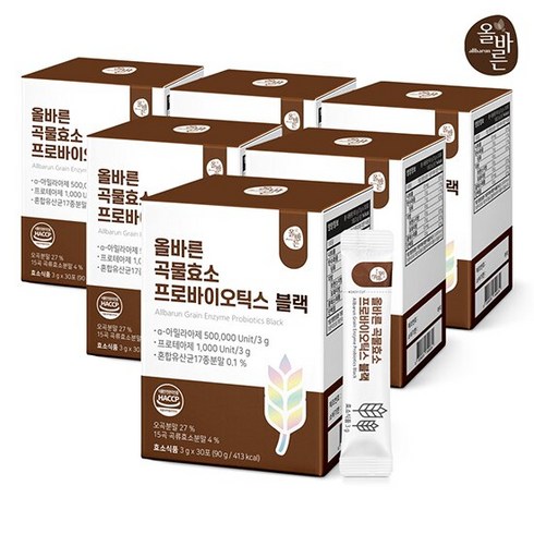 올바른 곡물효소 프로바이오틱스 블랙, 90g, 6개