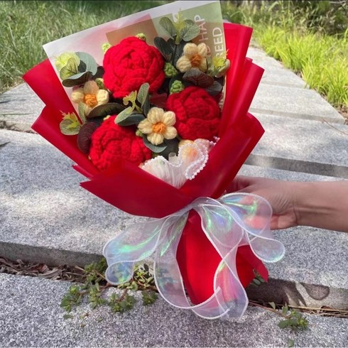 감동러블리상점 뜨개질꽃다발, 레드, 1개
