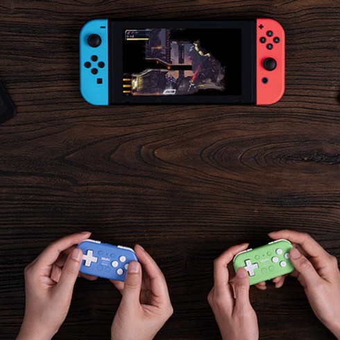에크스씨샵 최신상 8BITDO MICRO MINI 무선 블루투스 컨트롤러 닌텐도 스위치 미니 패드 24.8g 초경량, 2개, 블루