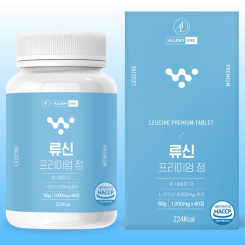 올데이원 류신 프리미엄정 6000mg 유청 누신 단백질 60정 2개월분, 1개