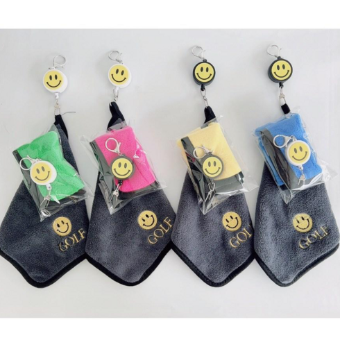 2023년 가성비 최고 골프볼타올 - 스마일 양면타올 +스마일 릴세트 1set (타올4개 릴 4개) 라운딩용품 골프악세사리 버디나비 사이즈 20*20, 타올 4장+ 스마일릴4개