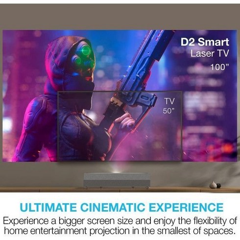 Optoma Cinema X D2 스마트 화이트 트루 4K UHD 레이저 프로젝터 홈 시어터용 안드로이드 TV 초단투 HDR 10 포함 밝은 3000루멘 eARC 오디오 갱신, CinemaX D2 Smart_White