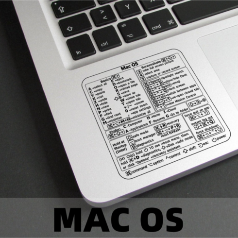 맥북단축키스티커 - 노트북 부착용 단축키 투명 스티커 키보드 접착, 1개, Mac