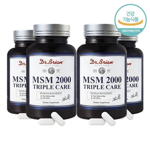 고함량 미국직수입 닥터브라이언 MSM2000 글루코사민 상어연골 보스웰리아 히알루론산 콜라겐 비타민D 건강기능식품 사은품증정, 120정, 4개