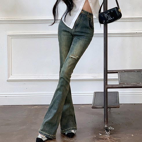 2023년 가성비 최고 나팔청바지 - 대박난박양 사라 디스트로이드 부츠컷 청바지