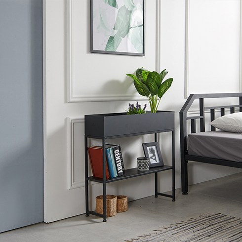 하우스틸 철제 플랜트박스 2단 콘솔 700 x 700 x 210 mm, 화이트