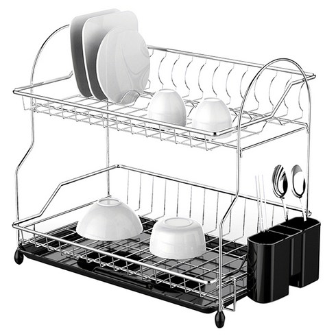 스타픽스 베이직 스테인레스 식기건조대, 2단, 혼합색상, 1개