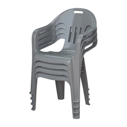 편의점의자 - [공룡플라스틱] 야외용 플라스틱 팔걸의 의자(웰빙의자) 4개 세트, 웰빙의자 4개(회색)