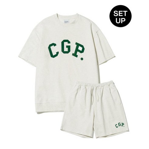 CODEGRAPHY 코드그라피 SET CGP 심플 로고 반팔 크루넥 셋업_오트밀 CBCU3TS600OTCBCU3PS600OT