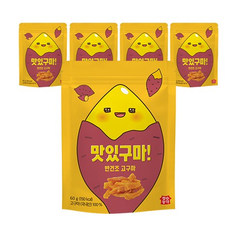 [국내산 고구마 100%] 장수농가 반건조 고구마 말랭이 맛있구마!, 5개, 60g