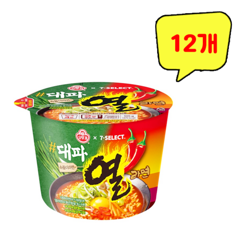 오뚜기 대파열라면 큰컵사발면 105g x 12개 1박스, 단품