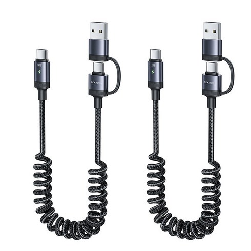 2024년 가성비 최고 레모토 PD 고속 충전 CtoC 케이블 1m C타입 60w - Toocki PD 60W USB-A/USB-C TO USB-C 자유롭게 전환 고속 충전 1.5m 데이터 케이블, 2개, 그레이