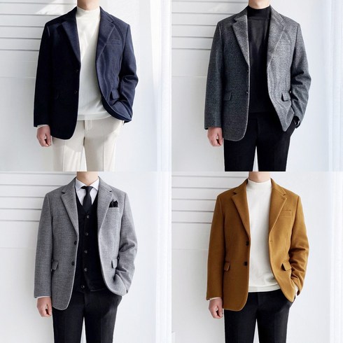 레브클래식 남자자켓 겨울 콤비 자켓 남성 울 블레이저 세미 캐주얼 체크 자켓 정장 마이 빅사이즈