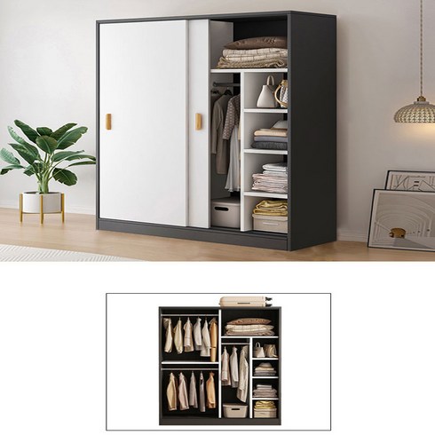 남쪽나무 3컬러 옷장 슬라이딩옷장 서랍옷장 원목옷장 120/140cm*50cm*180cm, brown