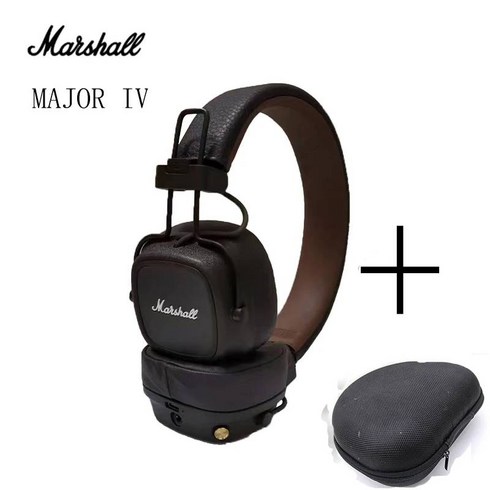 오리지널 Marshall MAJOR IV 헤드폰 무선 마이크가있는 딥베이스 접이식 스포츠 게임용 헤드셋, 2.brown, 1개, brown and case