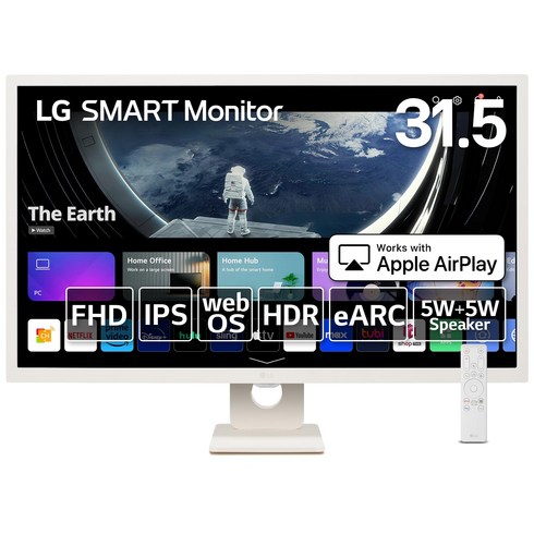 LG 32SR50F-WSMART Monitor HDwebOSIPSsRGB 99% 5W+5W AirPlay 2 MiracastUSB Type-A 스마트 모니터 31.5인치 풀 하프 글레어 스피커