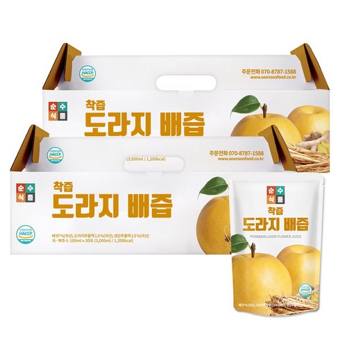 순수도라지배즙 - 순수식품 도라지 배즙, 100ml, 60개