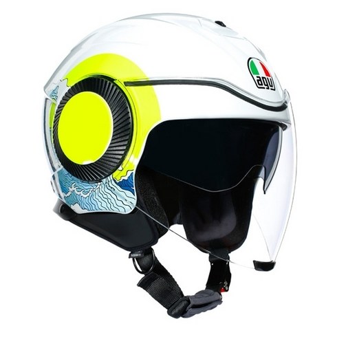 AGV 헬멧 ORBYT SUNSET WHITE/YELLOW ELUO 추가쉴드, S