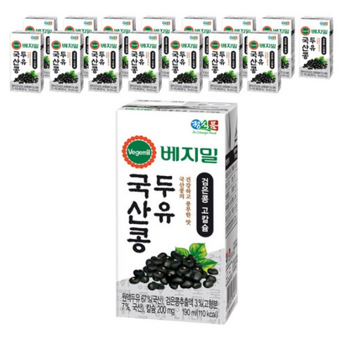 맷돌로갈아만든검은콩두유180ml100팩 - 베지밀 국산콩 두유 검은콩 고칼슘, 112개, 125ml