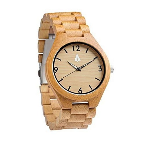 Treehut Men's Bamboo Wooden Watch with Zebrawood Wood Strap Quartz Analog wit. 646794