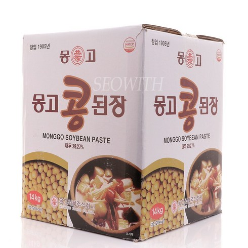 마산몽고 몽고 콩된장 14kg/콩알의 생생함과 납두균 첨가로 재래식의 깊은 된장 맛을 더한 제품, 1개, 14kg