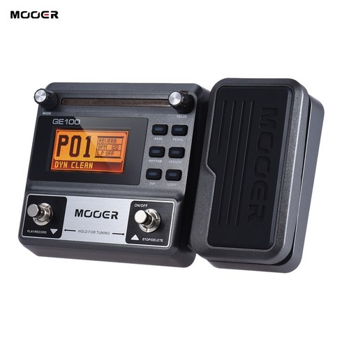 MOOER GE100 기타 멀티 이펙트 프로세서 페달 (루프 녹음) (180 초) 튜닝 탭 템포 리듬 설정 스케일 및 코드 레슨 기능, EU Plug