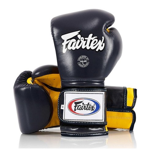 Fairtex 무에타이 복싱 글러브 BGV9 Heavy Hitter Mexican 스타 트레이닝 MMA K1, 블루/옐로우/블루 파이핑