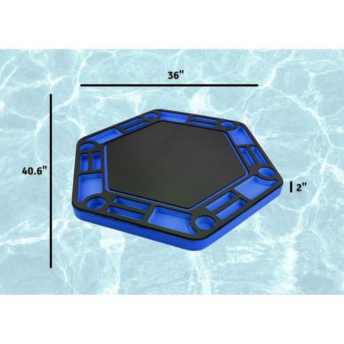플로팅웨일 - 폴라 웨일 플로팅 라지 포커 테이블 블루 및 블랙 풀 또는 비치 파티 플로트 라운지 내구성 폼 40.5인치 칩 슬롯 음료 홀더 데크