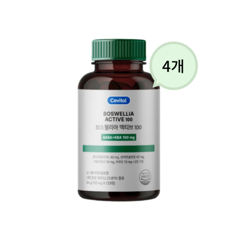 2023년 가성비 최고 세비톨 보스웰리아 - 세비톨 보스웰리아 액티브 100 700mg 120정 4개 활기찬일상 강황