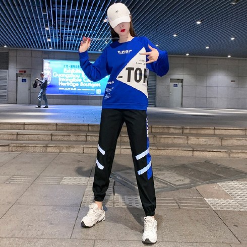 힙합 트레이닝복 세트 여봄 가을 패션 비보이 캐주얼 댄스 투피스