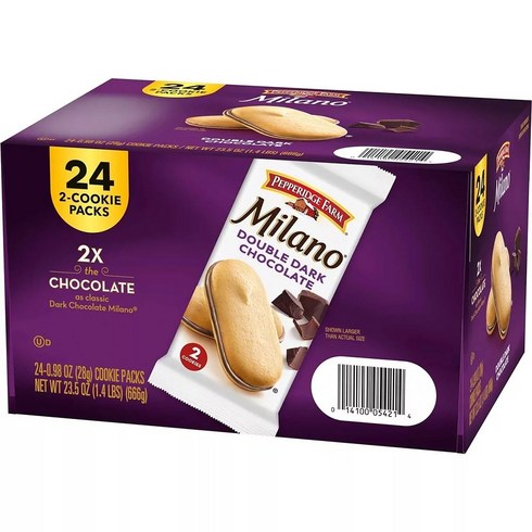 페퍼리지 팜 밀라노 다크 초콜렛 초대용량 24개입 Pepperidge Farm Milano Cookies 24pack, 24개, 28g