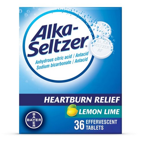 AlkaSeltzer 발포성 속쓰림 완화 정제 레몬 라임 36개, 1개
